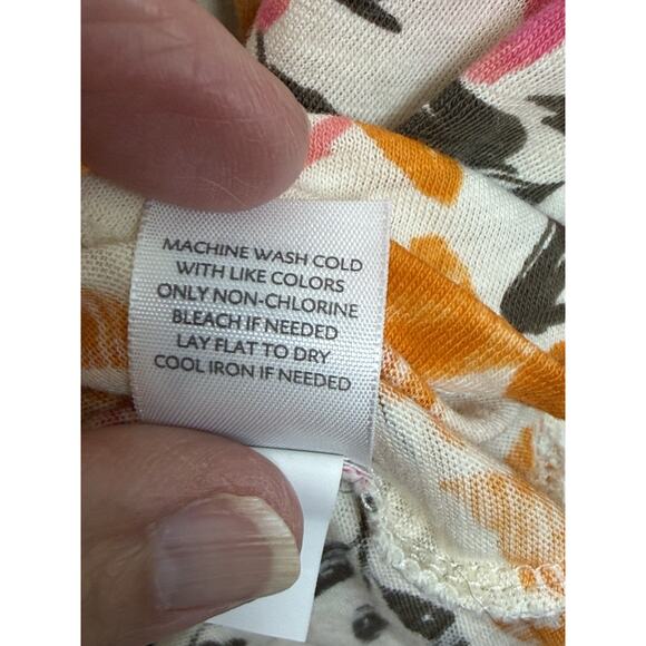 J.Jill Women's Plus Sz 1X Cream Floral Printed Top 100% Cotton 3/4 Sleeves - Picture 12 of 12